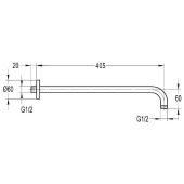 FLOVA LEVO KILVSA | кронштейн для верхнего душа 405 мм (хром)