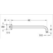 Flova Levo KILVSAB | настенный кронштейн для верхнего душа 460 мм (хром)