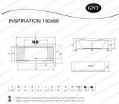 Акриловая гидромассажная ванна GNT INSPIRATION 190x90 Comfort-L