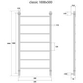 Energy Classic | водяной полотенцесушитель 1000x500