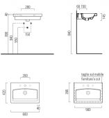 GSI Losanga 7582111 | раковина подвесная 60х42