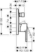 Смеситель для ванны Hansgrohe Metropol S 14465000