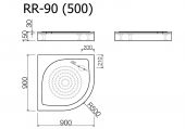 RR-90 (500) VISPOOL | Душевой поддон мармориловый 90x90 угловой 1/4 круга